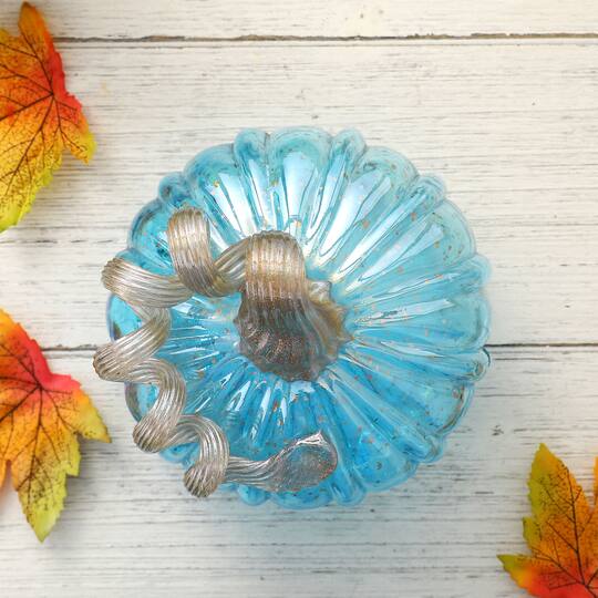 Glitzhome® Small Glass Pumpkin, Blue